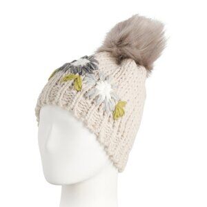 NEW CINTELLI E GALL Made In Italy Floral Beanie alpaca/wool  ice for women 165tn
